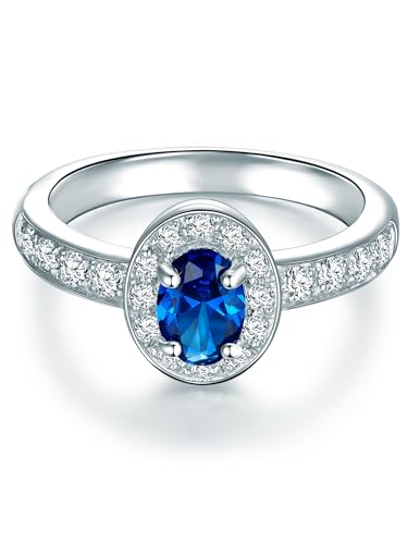 Ring Sterling Silber Zirkonia blau, Silber, kubisches Zirkonoxid, von Trilani