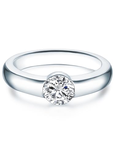 Trilani Damen-Solitärring Sterling Silber Kristalle von Swarovski® weiß - Verlobungsring Spannring Antragsring Silberring Damen mit Stein von Trilani