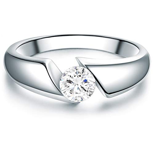 Tresor 1934 Damen Spann-Ring aus 925/- Sterling Silber mit Zirkonia Brillantschliff von Trilani