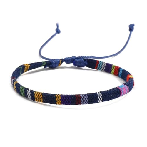 TRIPLE K&S Surfer armband Herren & Damen • 100% Wasserfest & Handmade • Perlen-Armband Boho Stoff-Armband • Hippie Sommer Strand-Schmuck (Blue & Dark Stripes) von TRIPLE K&S