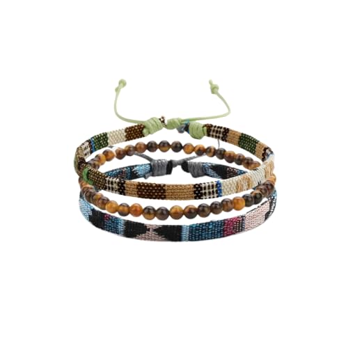 TRIPLE K&S Set of 3 Surfer armband Damen & Herren – Männer Armband – Boho armband Damen – Handmade & Verstellbar für Strand & Festival freundschaftsbänder Waterproof von TRIPLE K&S