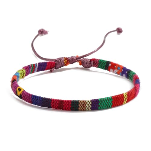 TRIPLE K&S Surfer armband Herren & Damen • 100% Wasserfest & Handmade • Perlen-Armband Boho Stoff-Armband • Hippie Sommer Strand-Schmuck (Purple & Multicolor Stripes) von TRIPLE K&S