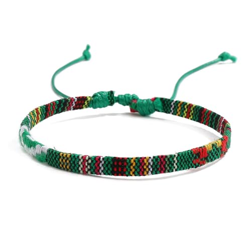 TRIPLE K&S Surfer armband Herren & Damen • 100% Wasserfest & Handmade • Perlen-Armband Boho Stoff-Armband • Hippie Sommer Strand-Schmuck (Green & Red Stripes) von TRIPLE K&S