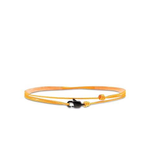 TRIPLE K&S Dünnes Wickel-Armband Herren & Damen mit Karabiner-Haken Verschluss Handmade - Maritimer Surfer Schmuck - Minimalistisches Stoff-Armband - 100% Wasserfest & verstellbar (Orange) von TRIPLE K&S