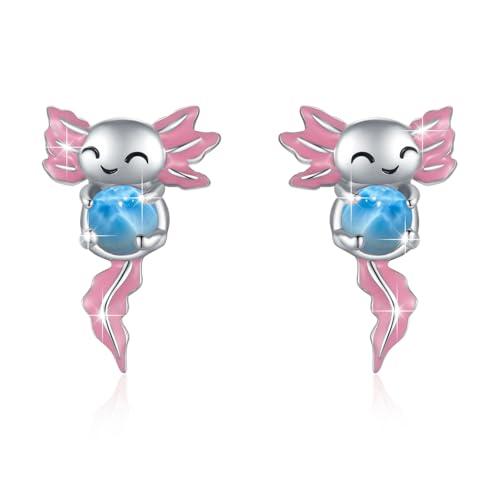Axolotl Ohrringe für Frauen 925 Sterling Silber Larimar Tier Ohrstecker Hypoallergene Mexikanischer Axolotl Schmuck Geschenke für Damen Mädchen Axolotl Ohrringe für Frauen 925 Sterling Silber Larimar Tier Ohrstecker Hypoallergene Mexikanischer Axolotl Schmuck Geschenke für Damen Mädchen von TRISHULA