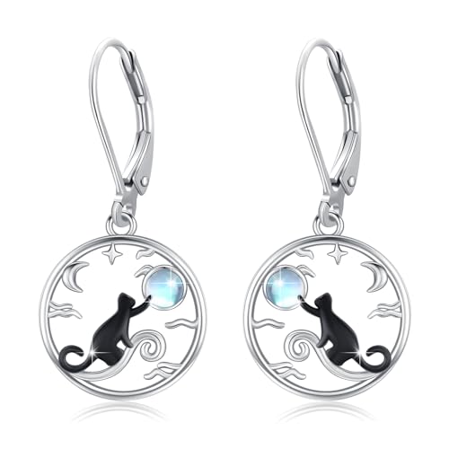 TRISHULA Schwarze Katzen Ohrringe 925 Sterling Silber Mondstein Kleine Katze Mond Anhänger Ohrringe Schmuck Geschenk Für Mädchen Mutter Tochter Freundin Geburtstag Jubiläum TRISHULA Schwarze Katzen Ohrringe 925 Sterling Silber Mondstein Kleine Katze Mond Anhänger Ohrringe Schmuck Geschenk Für Mädchen Mutter Tochter Freundin Geburtstag Jubiläum von TRISHULA