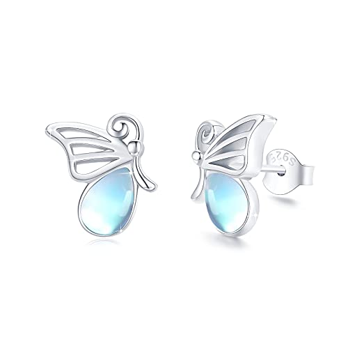 Schmetterling Ohrringe für Damen 925 Sterling Silber Schmetterling Ohrstecker Mondstein Ohrstecker Hypoallergene Tier Ohrringe Schmetterling Schmuck Geschenk für Mädchen von TRISHULA