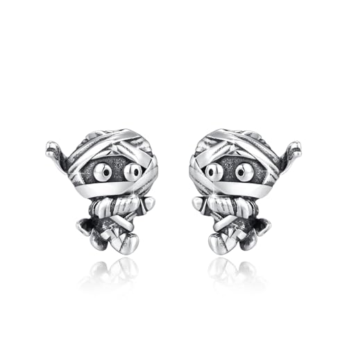 Mumien Ohrringe 925 Sterling Silber Zombie Ohrringe Gothic Punk Vintage Ohrringe Mumien Ohrstecker Vintage Goth Totenkopf Ohrringe Niedlicher Bandage Mumienschmuck Geschenke für Frauen Männer von TRISHULA