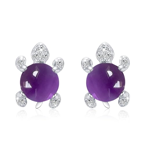 Schildkröte Ohrringe 925 Sterling Silber Schildkröte Ohrstecker Hypoallergene Amethyst Ohrringe Schildkröte Schmuck Geburtstag Geschenk für Kinder Frauen Mädchen von TRISHULA