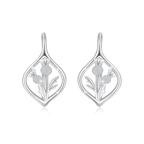 Schottische Distel Ohrringe 925 Sterling Silber Blumen Beverbach Ohrringes schottische Distel Schmuck für Damen Mädchen (Schottische Distel) von TRISHULA