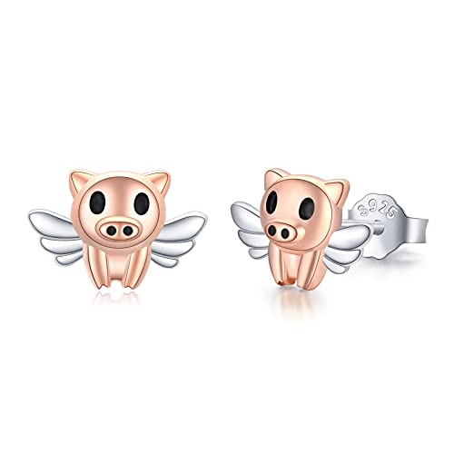 Schwein Ohrringe 925 Sterling Silber Tier Ohrstecker Schwein Schmuck Niedliches Geschenk für Damen Mädchen Kinder von TRISHULA