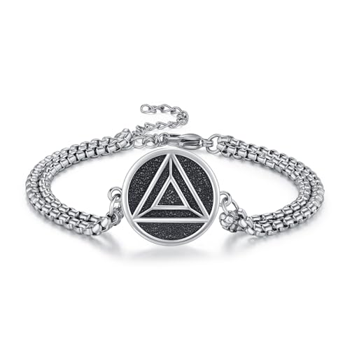 TRISHULA Alcoholics Anonymous-Armband 925 Sterlingsilber Abstinenz-Wiederaufbau-Symbol Verstellbares Armband AA Narcotics Anonymous-Schmuck Geschenke für Männer Geburtstag Weihnachten von TRISHULA