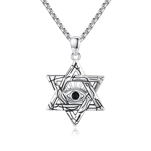 TRISHULA Böser Blick Halskette für Herren aus 925 Sterling Silber Davidstern Halskette Böser Blick Anhänger Davidstern Anhänger Böser Blick Schmuck Geschenke für Amulett Talisman Schutz von TRISHULA