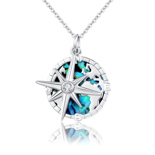 TRISHULA Kompass Halskette 925 Sterling Silber Travel Halskette Achtspitze Stern Halskette Nordstern Kompass Halskette Kartenkarte Halskette Kompass Schmuck Geschenke für Frauen Mädchen TRISHULA Kompass Halskette 925 Sterling Silber Travel Halskette Achtspitze Stern Halskette Nordstern Kompass Halskette Kartenkarte Halskette Kompass Schmuck Geschenke für Frauen Mädchen von TRISHULA