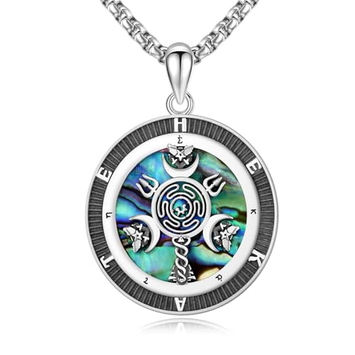 TRISHULA Hekate Halskette für Frauen 925 Sterling Silber Hekate Wheel Halskette Hecate Anhänger Abalone Shell Halskette Göttin Halskette Wiccan Schmuck Geschenke für Talisman Schutz von TRISHULA