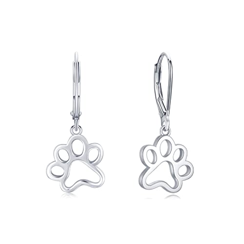 Pfoten Ohrringe 925 Sterling Silber Hypoallergene Tier Ohrringe Hundepfoten Creolen Pfoten Schmuck Geschenk für Damen Frauen Mädchen Kinder (Weiß) von TRISHULA