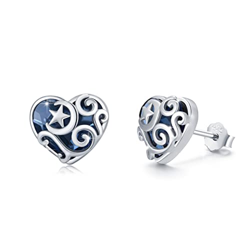 TRISHULA Mond und Sterne Ohrringe 925 Sterling Silber Hypoallergene Kristall Ohrstecker Mond und Sterne Schmuck Weihnachten Geschenk für Damen Mädchen Frauen Kinder von TRISHULA