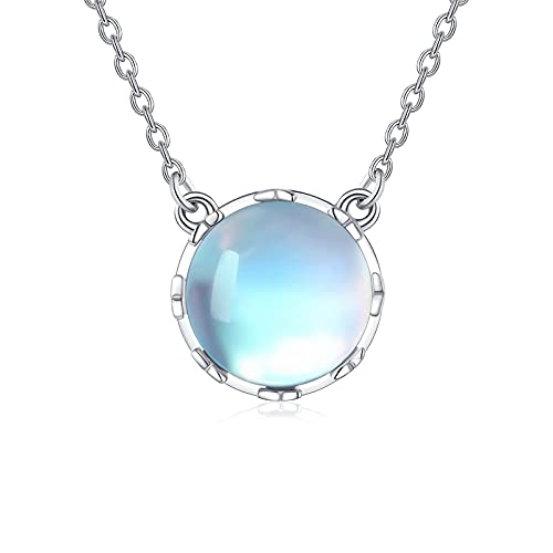 TRISHULA Mondstein Kette 925 Sterling Silber Schmetterling Halskette Runder Anhänger Mondstein Schmuck Geburtstagsgeschenk für Frauen Mädchen Damen von TRISHULA