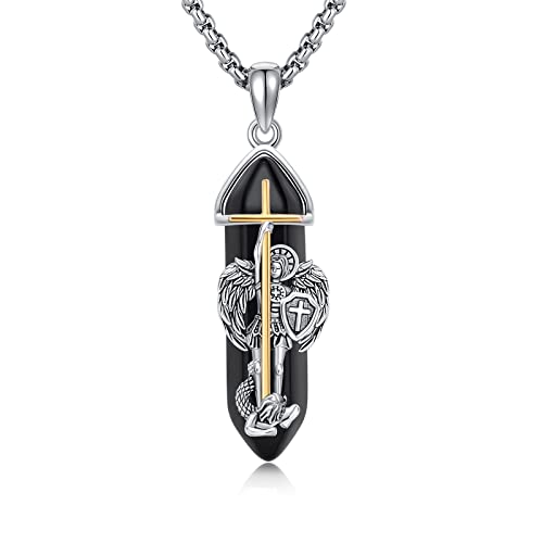 TRISHULA Heiliger Michael Halskette für Männer 925 Sterling Silber Saint Michael Halskette Erzengel Michael Kette Erzengel Michael Anhänger Religiöse Schmuck Geschenke für Talisman Schutz von TRISHULA