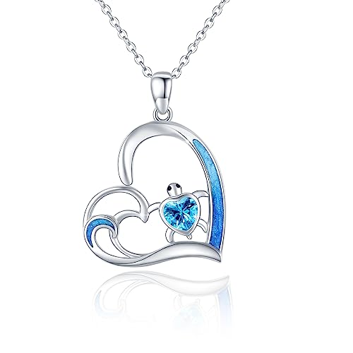 TRISHULA Schildkröten-Halskette S925 Sterlingsilber Blaue Schildkröten-Herz-Anhänger-Halskette Ozean-Meeresschildkröten-Halskette für Frauen-Geschenke TRISHULA Schildkröten-Halskette S925 Sterlingsilber Blaue Schildkröten-Herz-Anhänger-Halskette Ozean-Meeresschildkröten-Halskette für Frauen-Geschenke von TRISHULA