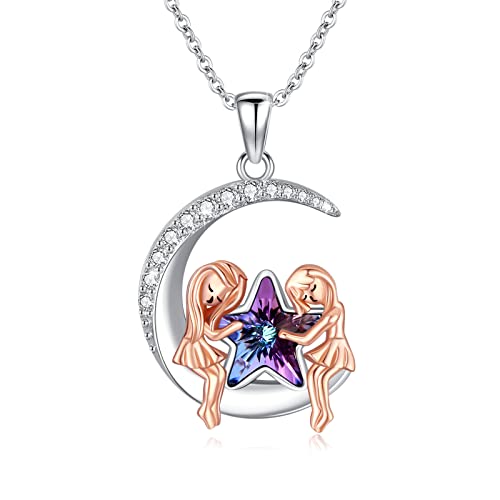 TRISHULA Schwestern Kette Freundschaftsketten Sterne Kristall Anhänger Halskette Freundschaft Mond Schmuck Weihnachten Geschenk für Freund Schwestern von TRISHULA