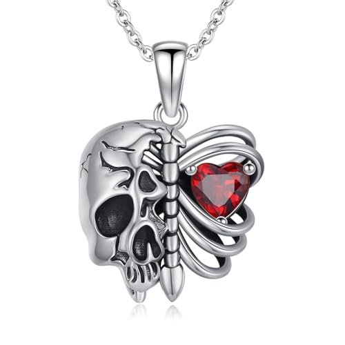 TRISHULA Totenkopf Halskette Sterlingsilber Totenkopf Rippen Gothic Punk Vintage Goth Schmuck Geschenk für Frauen von TRISHULA