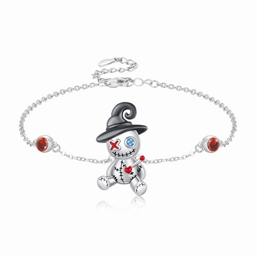 TRISHULA Voodoo Puppen Armbänder 925 Sterling Silber Voodoo Verstellbares Armbänder für Frauen Geisterpuppe Fußkettchen Gothic Halloween Schmuck von TRISHULA