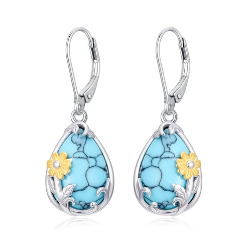 Türkis Ohrringe 925er Sterling Silber Gänseblümchen Tropfenform Baumelnde Ohrringe Türkis Schmuck Geschenke für Mutter Schwester Freundin Geburtstag Türkis Ohrringe 925er Sterling Silber Gänseblümchen Tropfenform Baumelnde Ohrringe Türkis Schmuck Geschenke für Mutter Schwester Freundin Geburtstag von TRISHULA