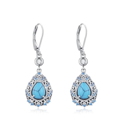 Türkis Ohrringe Sterling Silber Western Ohrringe Türkis Leverback Ohrringe Türkis Teardrop Dangle Ohrringe Türkis schmuck Geschenk für Frauen Geburtstag von TRISHULA