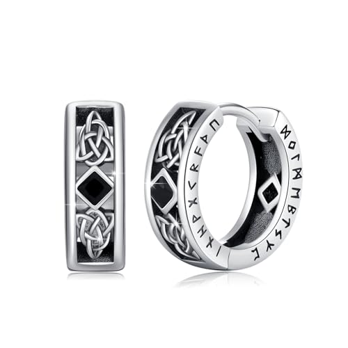 Wikinger Rune Ohrringe für Herren Sterling Silber Punk Ohrringe Hypoallergen Unisex Geschenk für Männer Frauen Ehemann Freunde Geburtstag Vatertag von TRISHULA