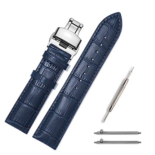 Triblanc Leder Uhrenarmband Schnellverschluss Schwarz Blau Braun Ersatz Armband,18mm 20mm 22mm 24mm für Herren Damen von TRISTRAPS