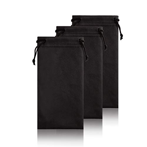 TRIUMPH VISION Weiche Brillenbeutel, 3 Stück – Beutel für Brillen, Mikrofaser-Reinigungstasche, 3er-Pack (schwarz), Large von TRIUMPH VISION