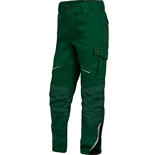 TRIUSO Flex-Line Kinder Bundhose Arbeitshose Reflex Cargohose Junior Hose (grün-schwarz, 110/116) von TRIUSO