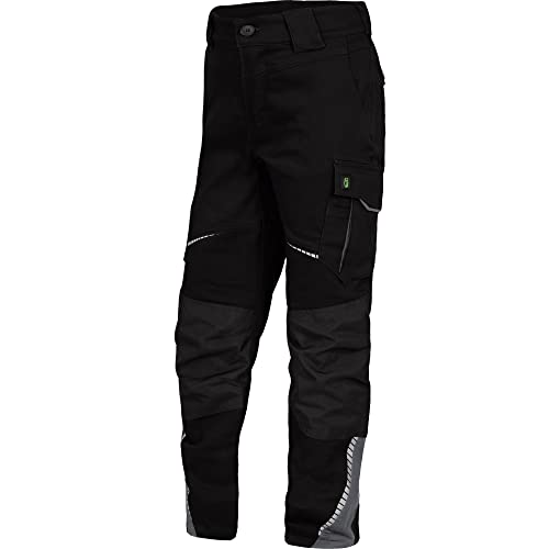 TRIUSO Flex-Line Kinder Bundhose Arbeitshose Reflex Cargohose Junior Hose (schwarz-grau, 98/104) von TRIUSO