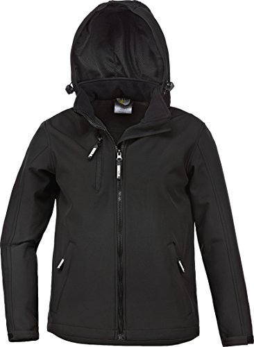 TRIUSO Kinder - Softshelljacke -Übergangsjacke-Wetterjacke + abnehmbare Kapuze schwarz Gr.98-164 (110/116) von TRIUSO
