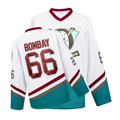 TRIVINKIN Mighty Ducks Jersey Movie Eishockey Trikot S-XXL Charlie Conway #96 Adam Banks #99, 90S Hip Hop Kleidung für Party, #66 Weiß, L von TRIVINKIN