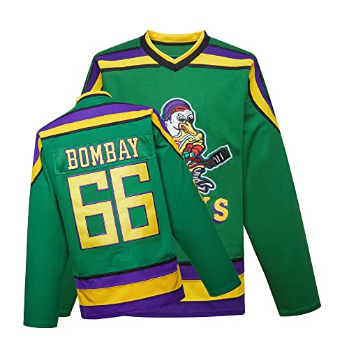 Mighty Ducks Trikot Film Eishockey Trikot S-XXL Charlie Conway #96 Adam Banks #99, 90er Hip Hop Kleidung für Party, #66 Grün, Klein von TRIVINKIN