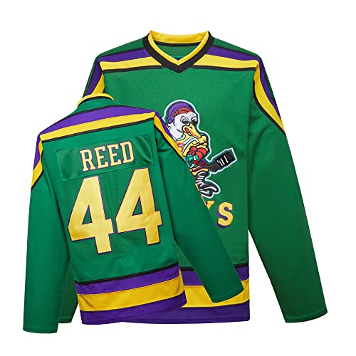 TRIVINKIN Mighty Ducks Film Eishockey-Trikot, Grün, S-XXL Fulton Reed #44 mit Erwachsenengröße, 90S Hip-Hop-Kleidung für Party (XX-Large) von TRIVINKIN