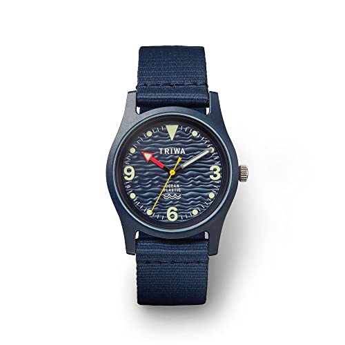 TRIWA Armbanduhr Classic Ocean Plastic Watch - Deep Blue, minimalistisches Design, Japanisches Quarzwerk, bis zu 10 bar wasserdicht, blau, Gehäusegröße: 37mm von TRIWA