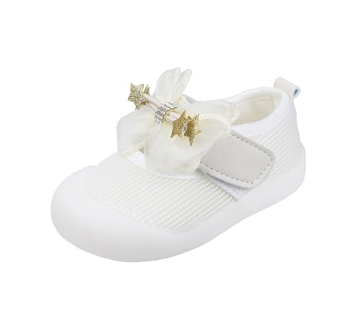 TRIWORIAE-Baby Lauflernschuhe Erste Babyschuhe Kleinkind Mesh Sneaker Mary Jane Ballerinas mit Klettverschluss Atmungsaktive Weiß XXL von TRIWORIAE