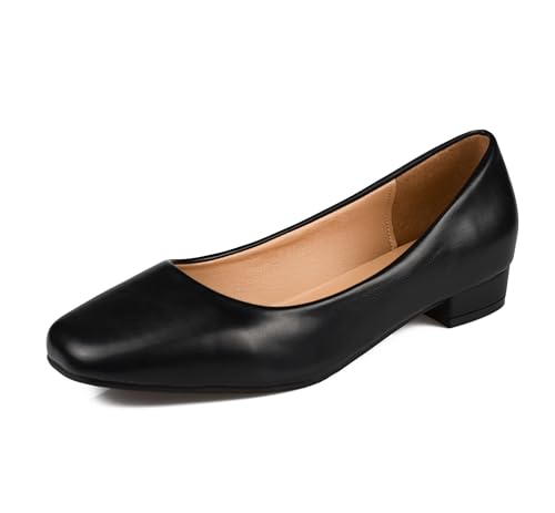TRIWORIAE-Damen Ballerina Blockabsatz Flache Freizeitschuhe Schuhe mit Quadratischer Spitze Schwarz 37 von TRIWORIAE