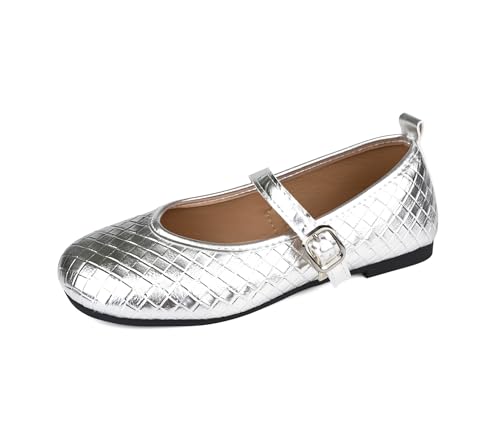 TRIWORIAE-Damen Ballerinas Flache Schuhe Mary Jane Elegante Silber 37 von TRIWORIAE
