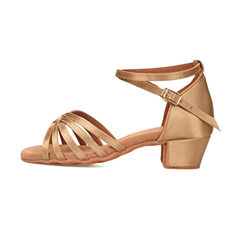 TRIWORIAE - Damen Mädchen Tanzschuhe Niedrigem Absatz Standardtanz/Gesellschaftstanz/Lateinischer Tanz/Latein Beige 26 von TRIWORIAE