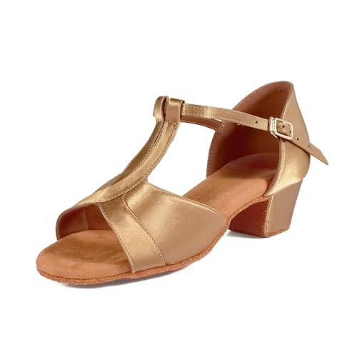 TRIWORIAE-Damen Mädchen Tanzschuhe Niedrigem Absatz Standardtanz/Gesellschaftstanz/Lateinischer Tanz/Latein Beige 30 von TRIWORIAE