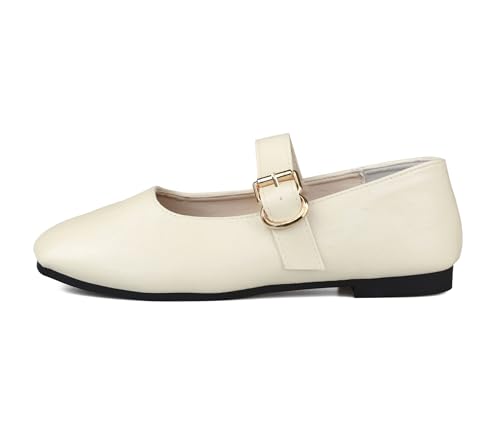 TRIWORIAE-Damen Mary Jane Flache Schuhe Casual Weiche Ballerinas Elegante Braun 35 von TRIWORIAE