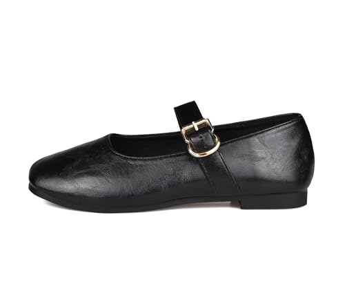 TRIWORIAE-Damen Mary Jane Flache Schuhe Casual Weiche Ballerinas Elegante Schwarz 38 von TRIWORIAE