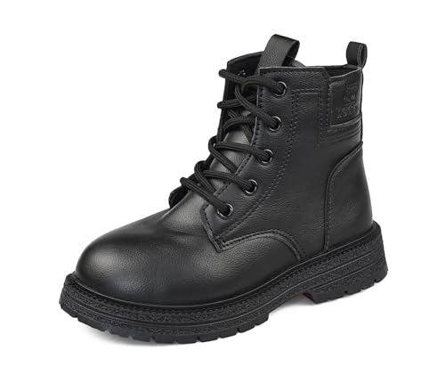 TRIWORIAE-Mädchen Klassische Stiefel für Kinder Schnürstiefel Reißverschlussstiefel Schwarz 28.5 von TRIWORIAE