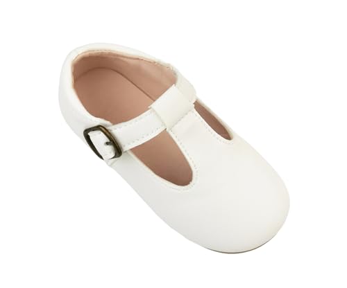 TRIWORIAE-Mädchen Mary Jane Flats Schulschuhe Festliche Schuhe Ballerina Schuhe Weiß 26 von TRIWORIAE