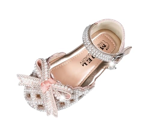 TRIWORIAE-Prinzessin Schuhe Mädchen Glitzer Pailletten Schuhe Kinder Flache Mary Jane Elegante Ballerinas Rosa 27 von TRIWORIAE