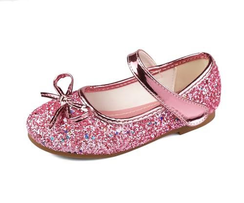 TRIWORIAE-Prinzessin Schuhe Mädchen Glitzer Schuhe Kinder Flache Pailletten Mary Jane Elegante Ballerinas Rosa 29 von TRIWORIAE
